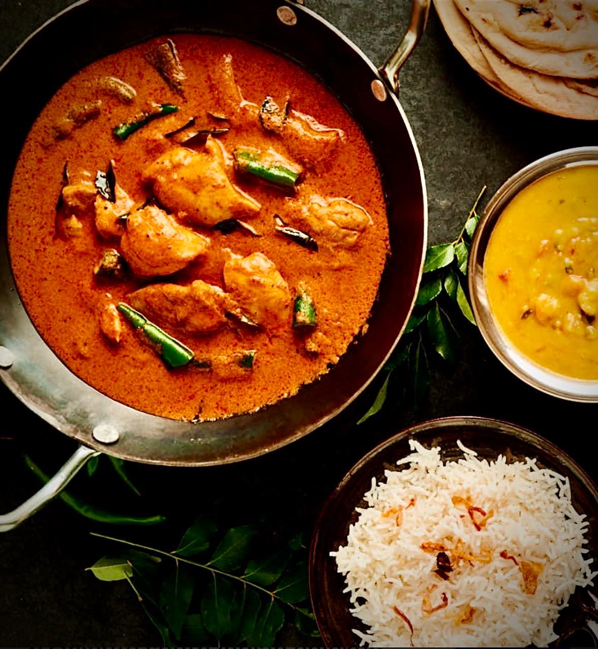 Indian curry with rice and dal